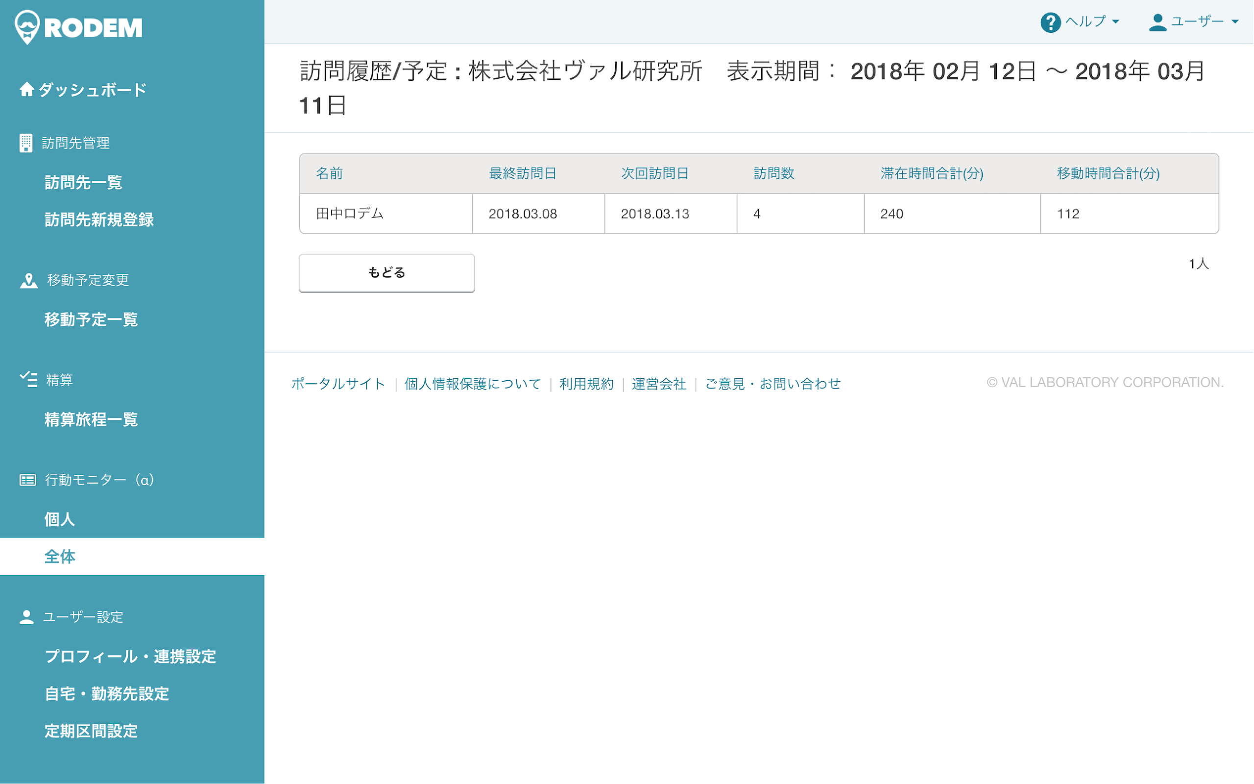各訪問先の詳細画面イメージ